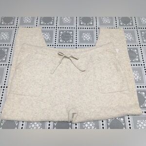 Auden Oatmeal Women's 4X Sweater Knit Ribbed Cuffed-Leg Jogger Pajama Pants